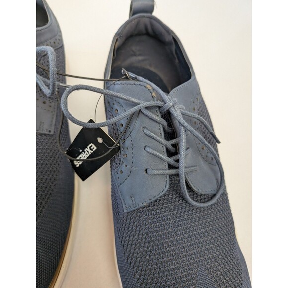 NEW Express Mens Size 12 Fabric Dress Sneakers Oxford Shoes Navy Blue Derby - Picture 6 of 16